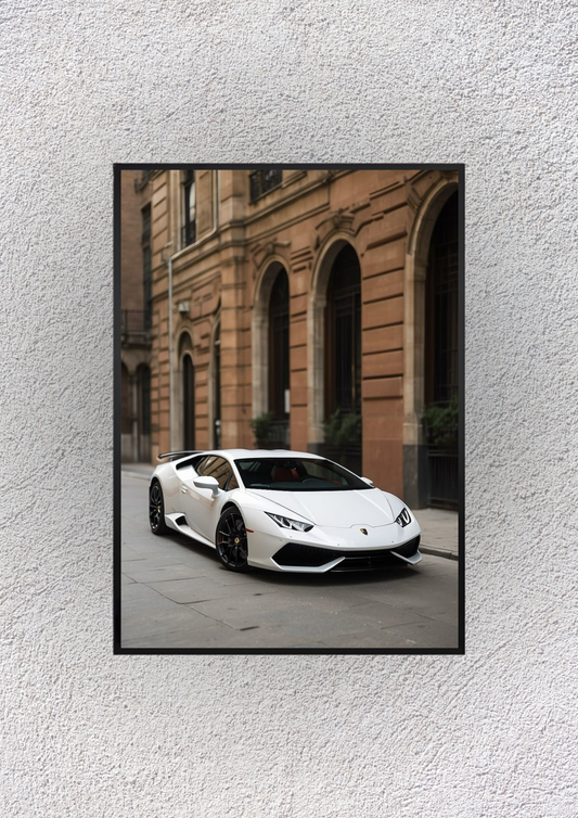 White Lamborghini Wall Vision - Magnora